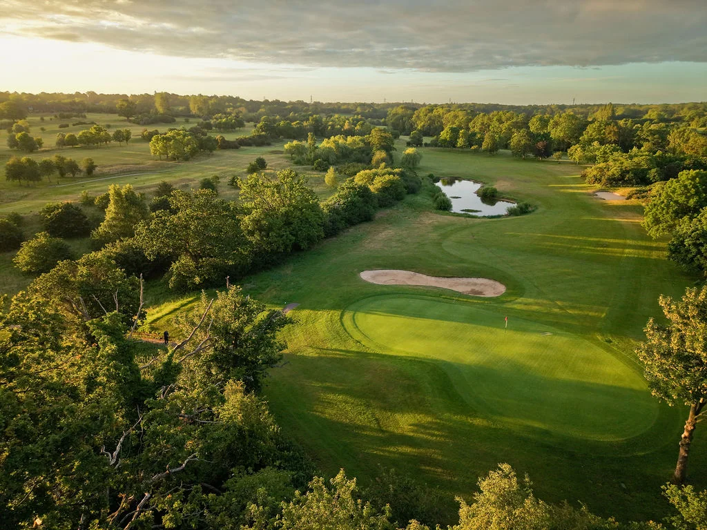 batchworth-park-golf-club-sunset-aerial-view